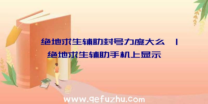 「绝地求生辅助封号力度大么」|绝地求生辅助手机上显示